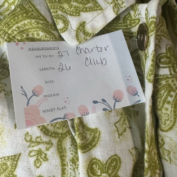 CHARTER CLUB LINEN green floral costal grandma woman lagonlook boho jacket 3X - Picture 10 of 11